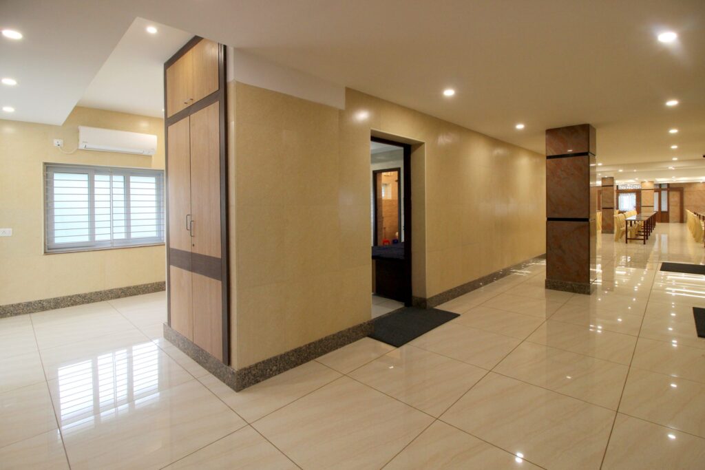 Wedding hall setup at Kalyana Mandapam in Ayanavaram with elegant stage and seating