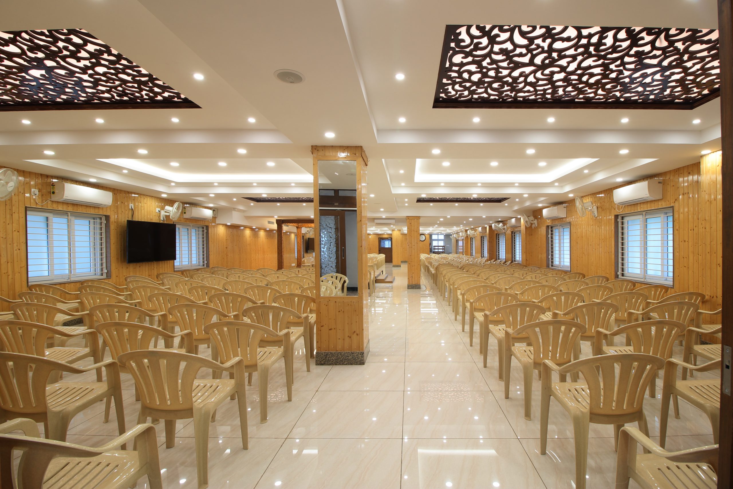 Elegant wedding setup at Kalyana Mandapam in Choolaimedu with stage and seating