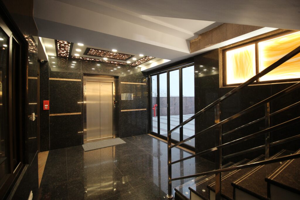 Spacious decorated wedding hall interior at Marriage Halls in Poompuhar Nagar